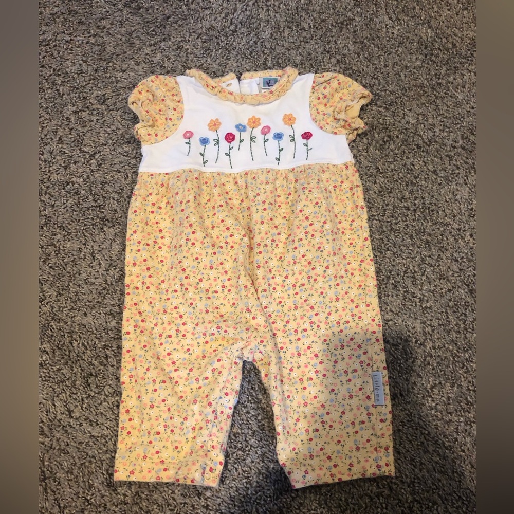 Vintage little me embroidered floral jumpsuit romper - 9m